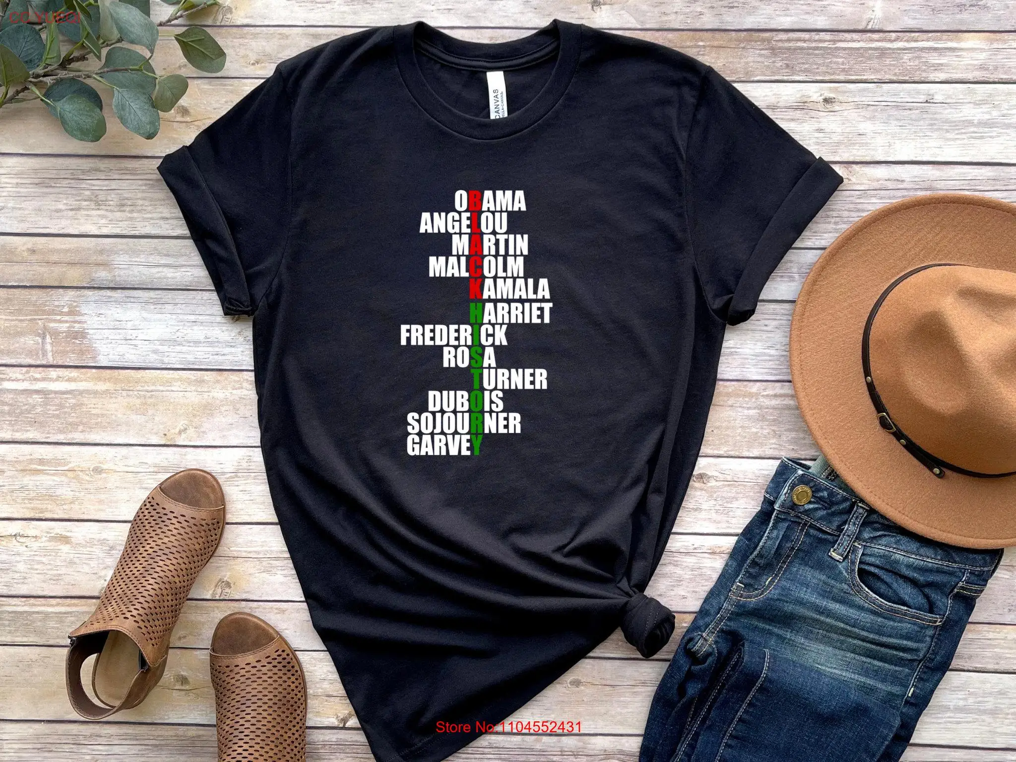 تي شيرت Black History قادة Juneteenth ملهمة BlacknificentT بأكمام طويلة أو قصيرة