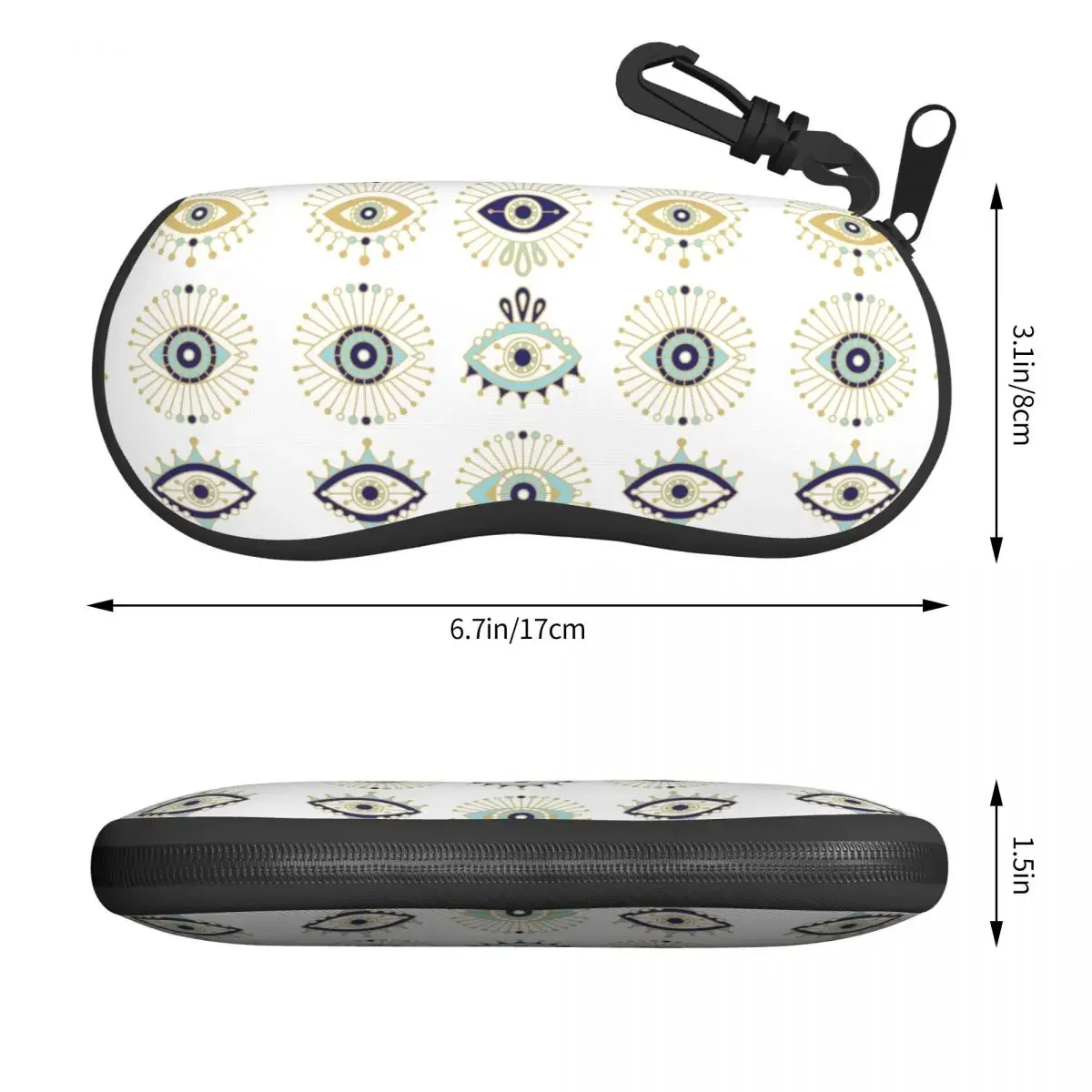 Turkish Evil Eye On White Eyeglass Glasses Case Soft Nazar Amulet Hamsa Boho Bohemian Sunglasses Protective Box