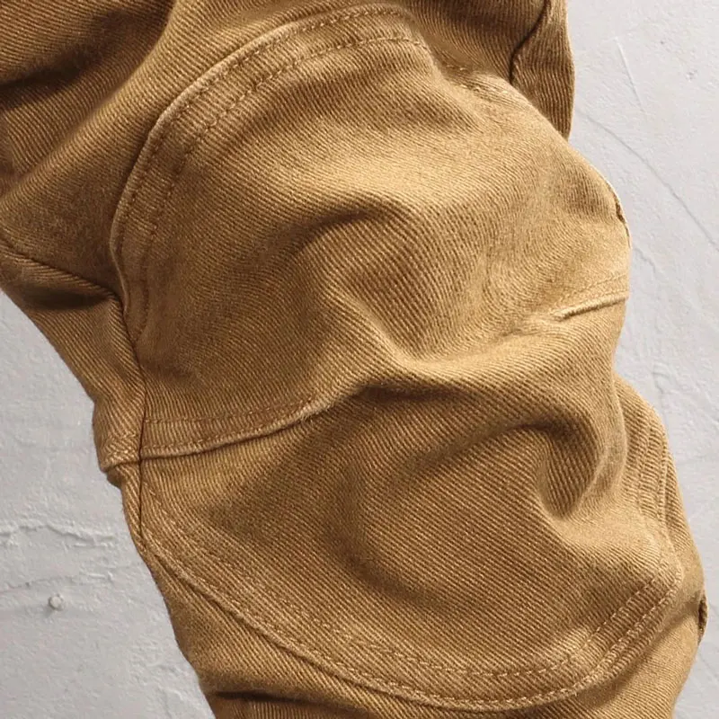 Street Fashion Men Jeans Khaki Stretch Slim Fit Casual Jeans Men Zipper Patched Designer Hip Hop Y2K Vintage Denim Pants Hombre