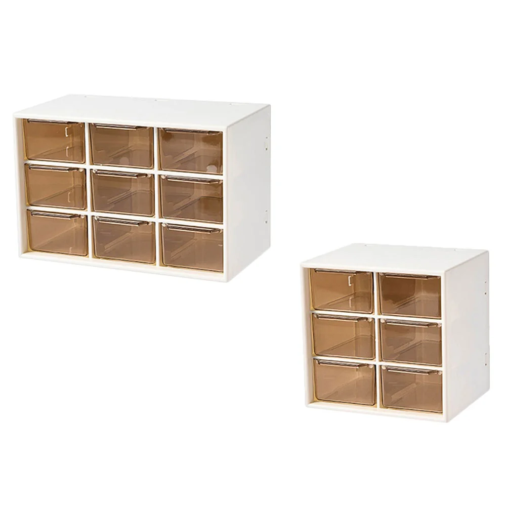 

2 Pcs Storage Drawers Box Office Cabinet Creative Case High Capacity Women Cosmetics Organizer Locker