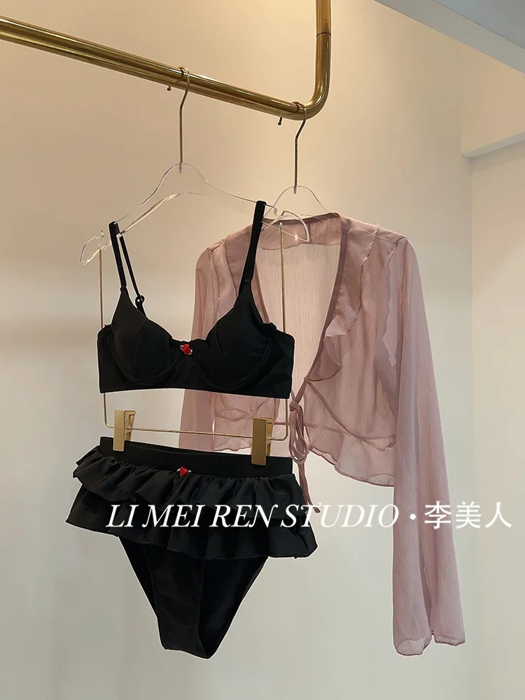 New Black Sexy Short Skirt style Bikini Swimsuit Women's Set