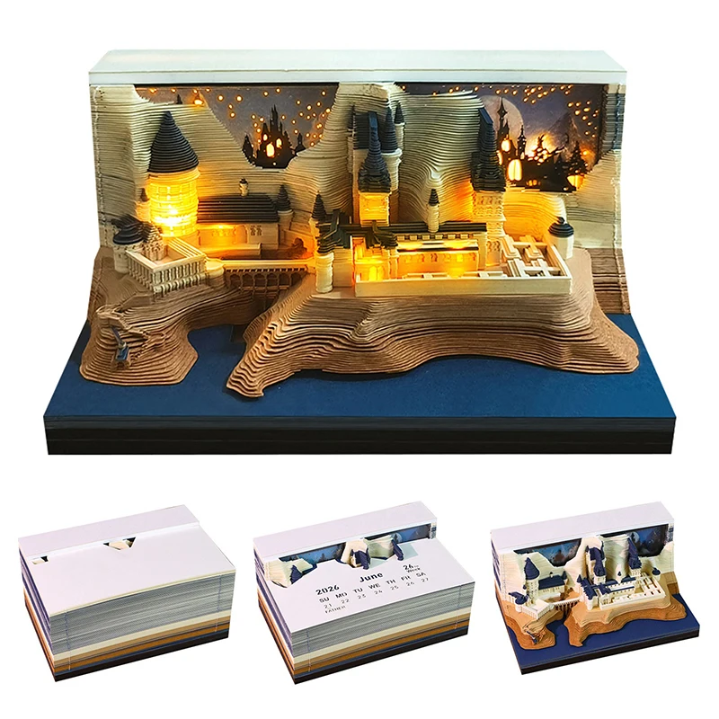 

Календарь Time Piece 2026 Настольный календарь со светом 3D Волшебная сова Календарь с бумажной резьбой Художественный блокнот Блокнот Подарок на Рождество