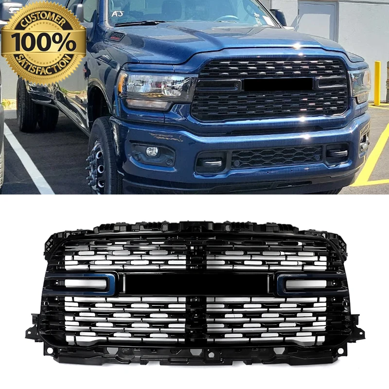 Patriot Blue Pearl Front Grille Compatible with 2019-2024 RAM 2500 3500 4500 Big Horn Style Front Bumper Upper Grills Assembly