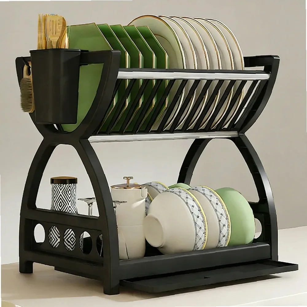 

Multifunctional Kitchen Drainer Rack, Dish & Bowl Storage Organizer Box for Utensils and Chopsticks
