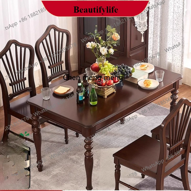 

G153 American French retro all solid wood dining table modern simple table rectangular cherry wood furniture