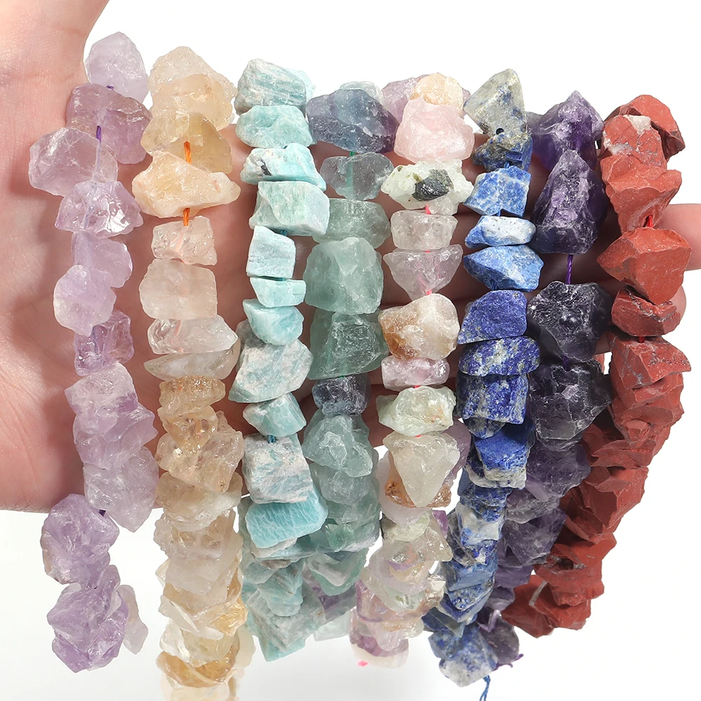 

Natural Irregular Raw Gem Stone Beads Rough Quartz Amethysts Amazonite Mineral Gravel Bead for Ornament Making DIY Home Decor