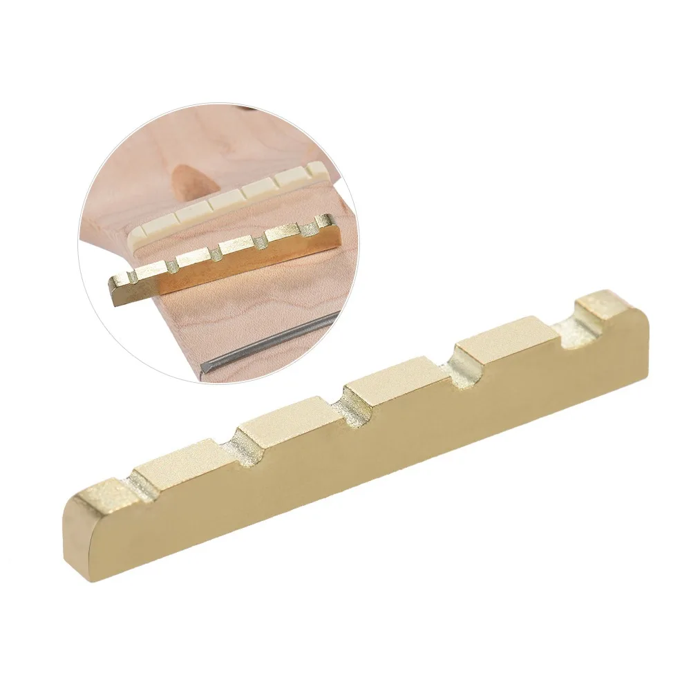 45mm Width/3.5mm Height/6-5mm Slot Size Electric Bass Guitar Nut Gold Brass Material Pre-Slotted Guitar Nut Pre-Slotted Design
