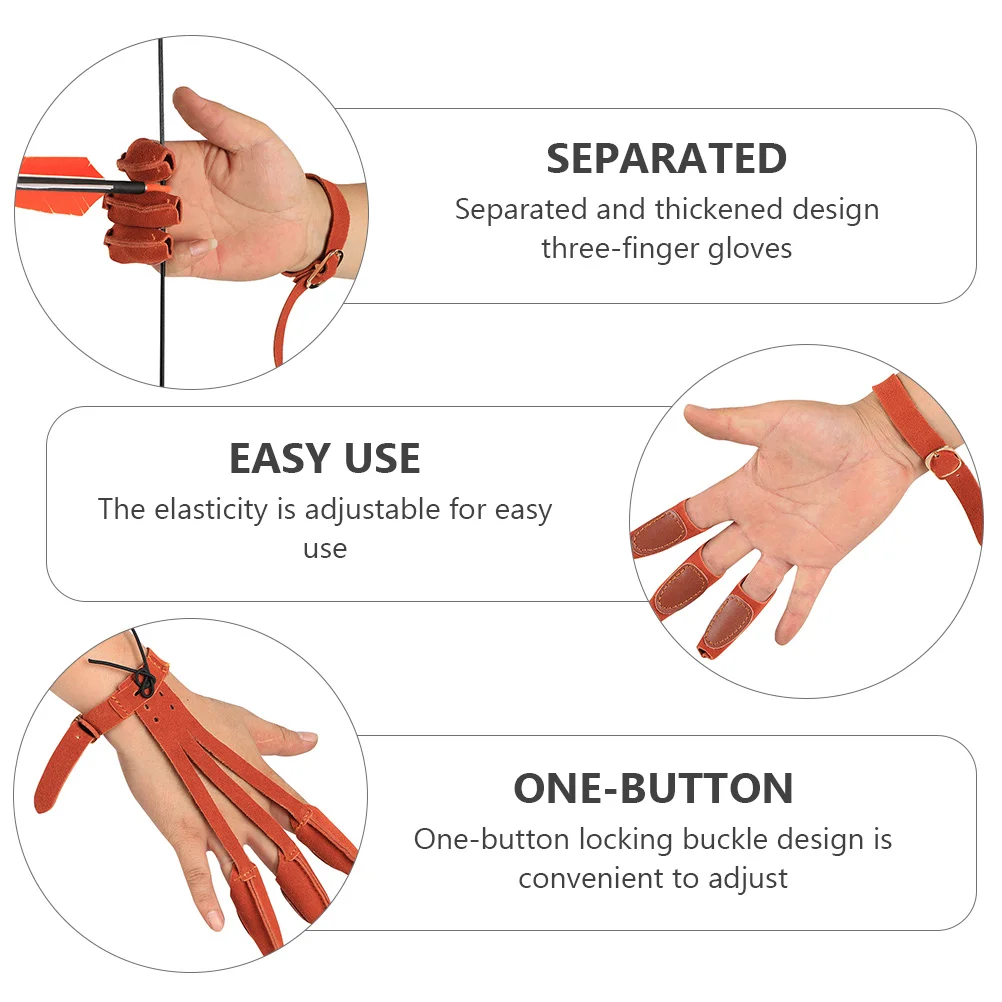 

Three Finger Cowhide Gloves Archery Hand Protector Mittens Thickened Design Elastic Adjustable Shooting Cover