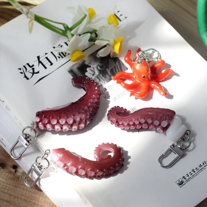 Simulation Creative Octopus Claw Octopus Model Car Key Chain Pvc Key Pendant Backpack Pendant Jewelry Gifts Keyring