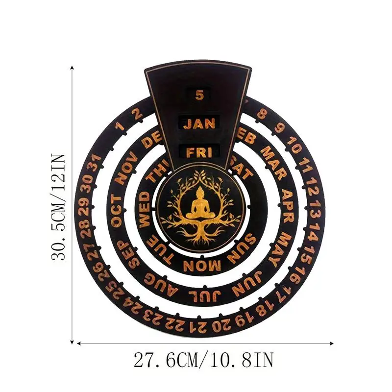 تقويم مكتبي دائم خشبي مكتب خشبي ريفي دائري تقويم مكتب عرض التاريخ كتلة التقويم الديكور لغرفة النوم