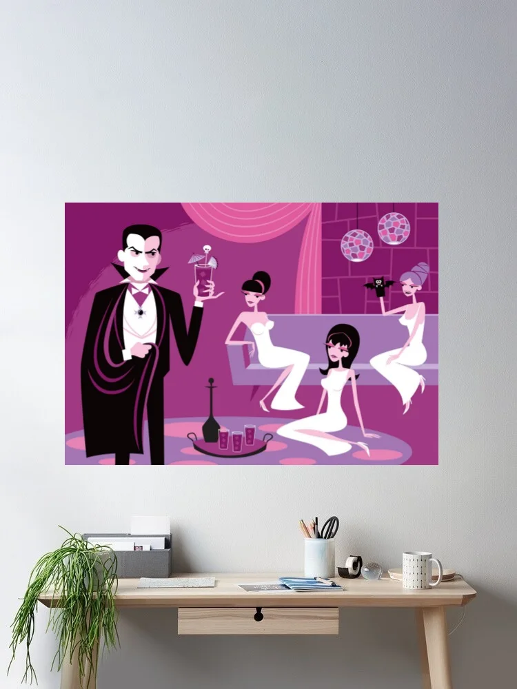 Josh Agle Dracula Photo Canvas POSTER ,Home Decor Wall Art Painting