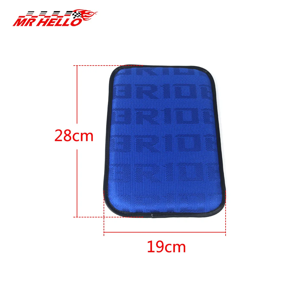 BRIDE Fabric Car Armrest Pad Cover JDM Center Console Box Cushion Mat Fit For Universal Auto Tuning Racing