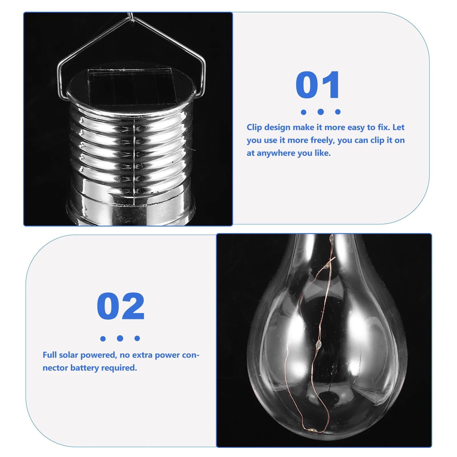 

5pcs Light Bulbs Outdoor Hanging Led Garden Lights Home Yard Full Solar Powered No Required Clip Design Easy Install