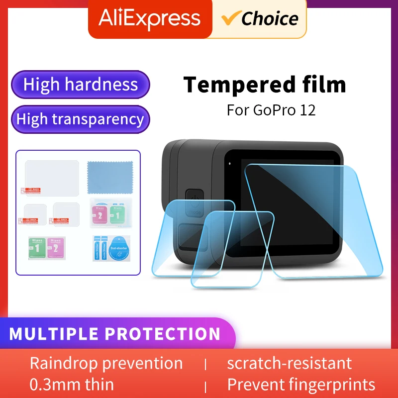 Tempered Glass Screen Protector Film for GoPro Hero 12 11 10 9 8 7 6 5 Black MAX 360 Action Camera Accessories