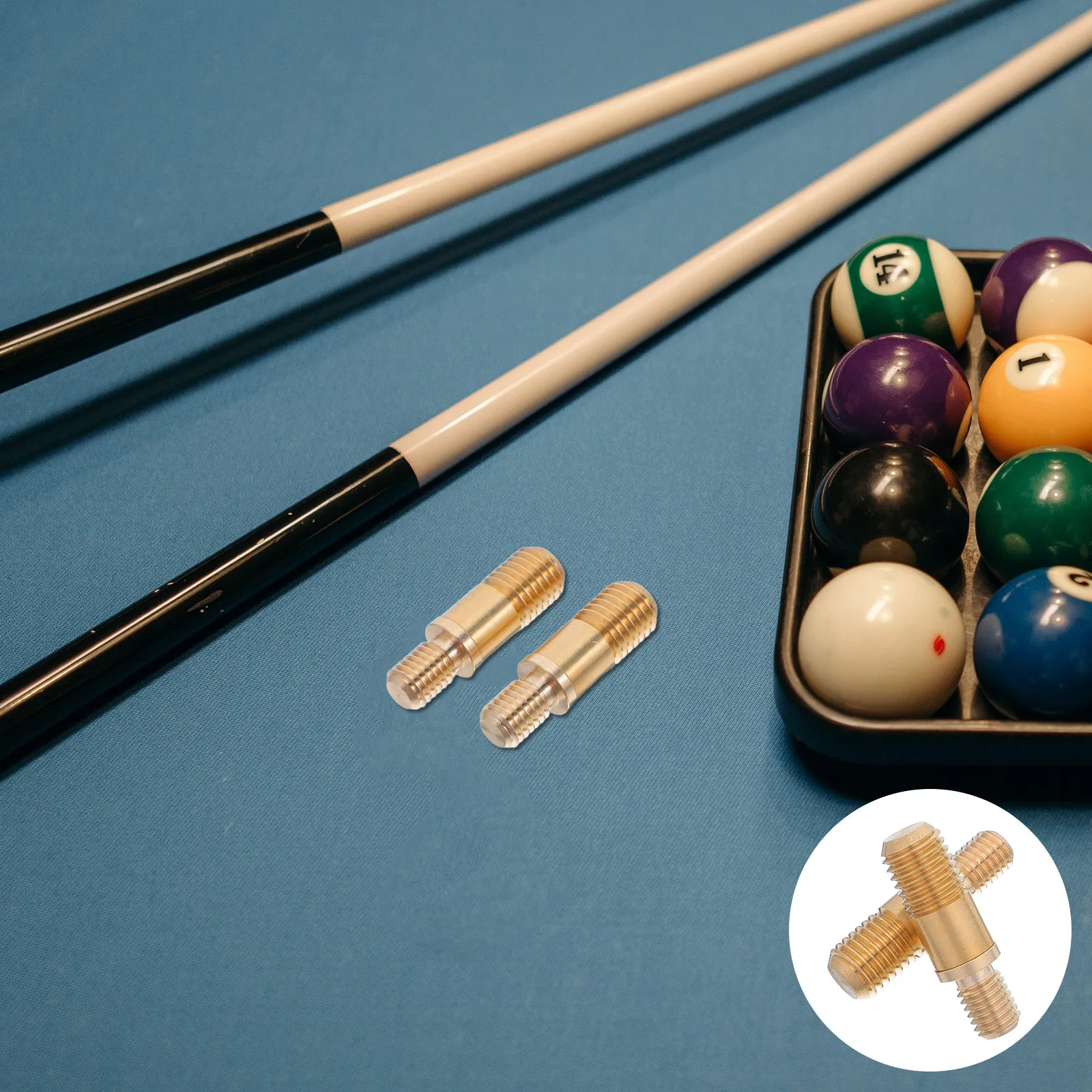 

2Sets Pool Cue Joint Screw Copper Extension Screws Pool Stick Connection Hardware Billiard Cue Repair Supplies Tip Accessories
