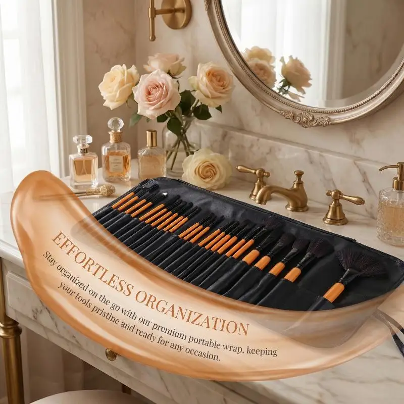 

Professional 24Pcs Makeup Brushes Kit Soft Synthetic Bristles with Carrying Bag Perfect for Daily Beauty Routine
