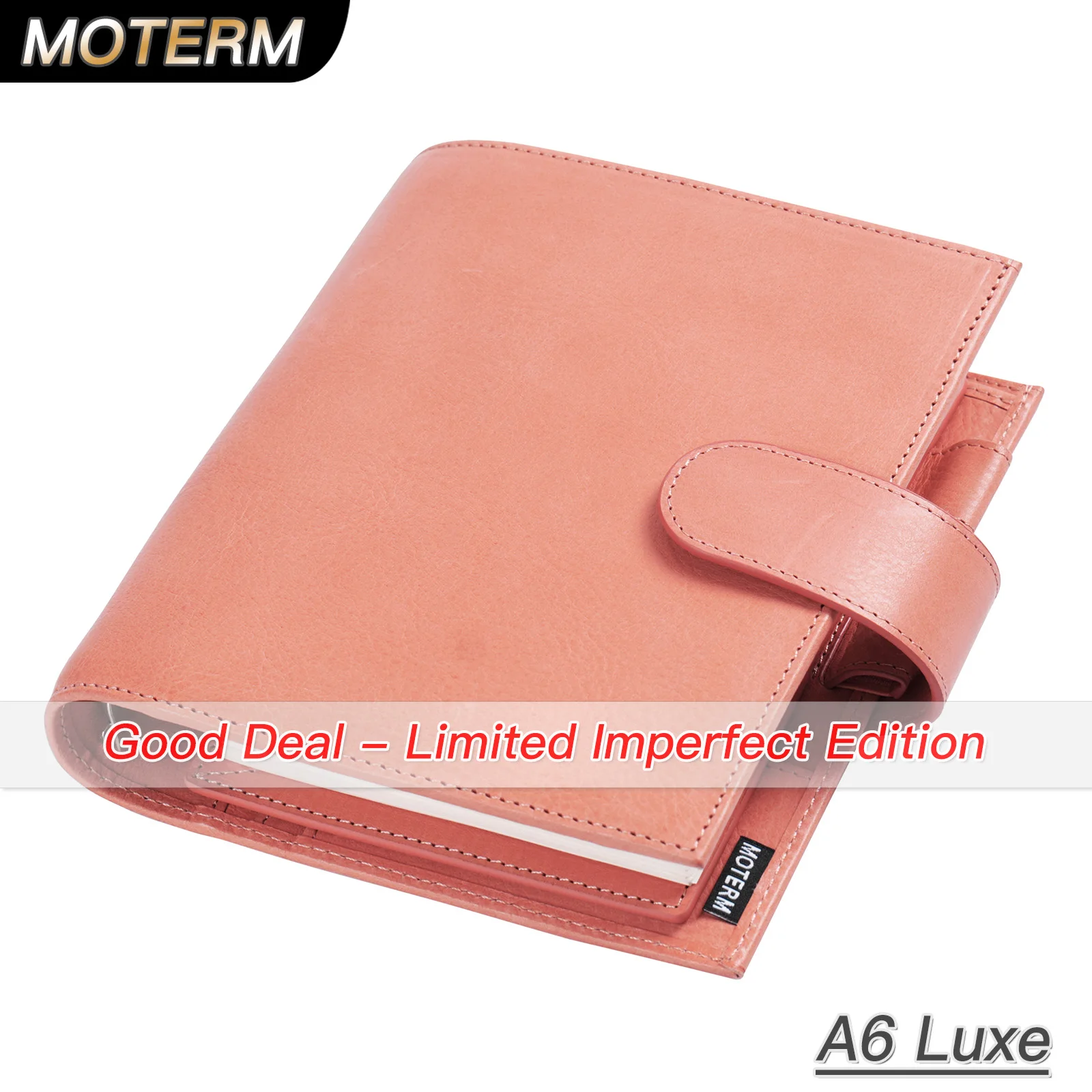 

Limited Imperfect Moterm Full Grain Vegetable Tanned Leather Luxe A6 Rings Planner with 30 MM Rings Binder Notebook Diary