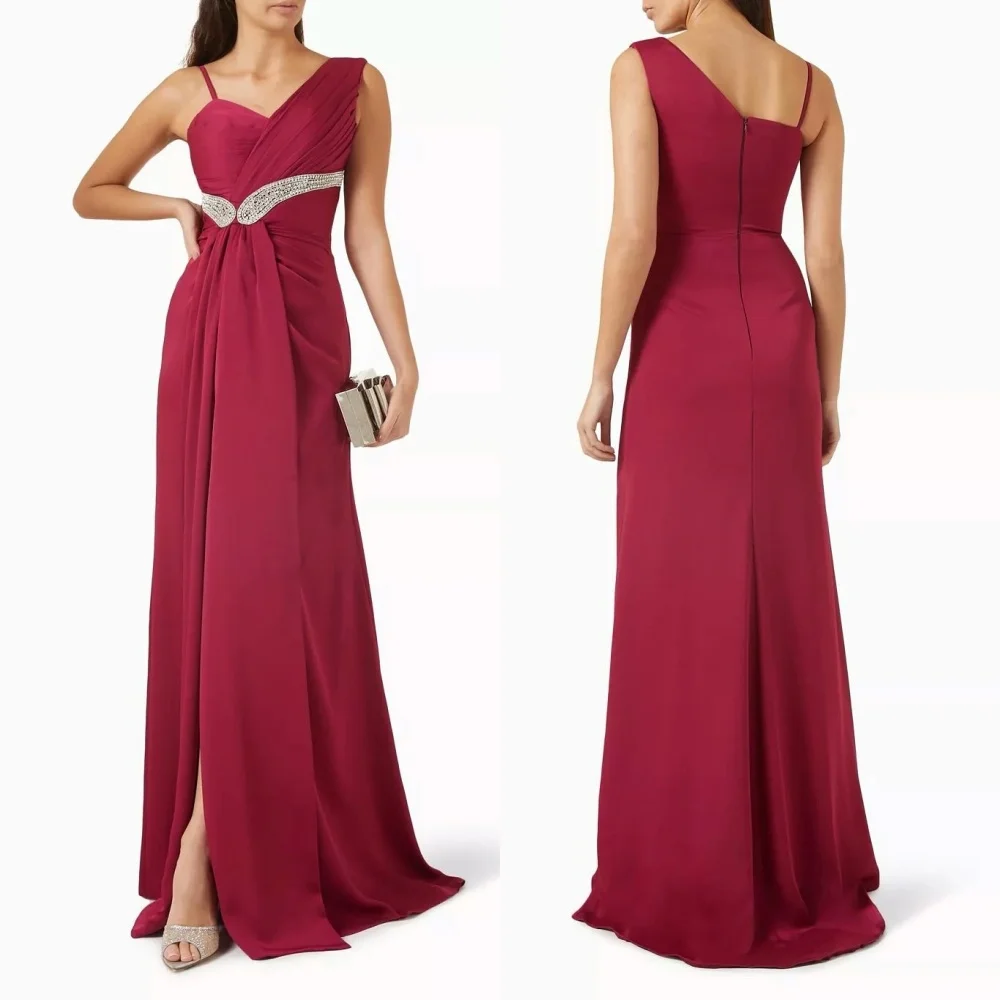 

Customized Jersey Glitter Rhinestone Pleat Long Dresses Bespoke Occasion Woman Elegant Party Wedding Prom Gowns Formal