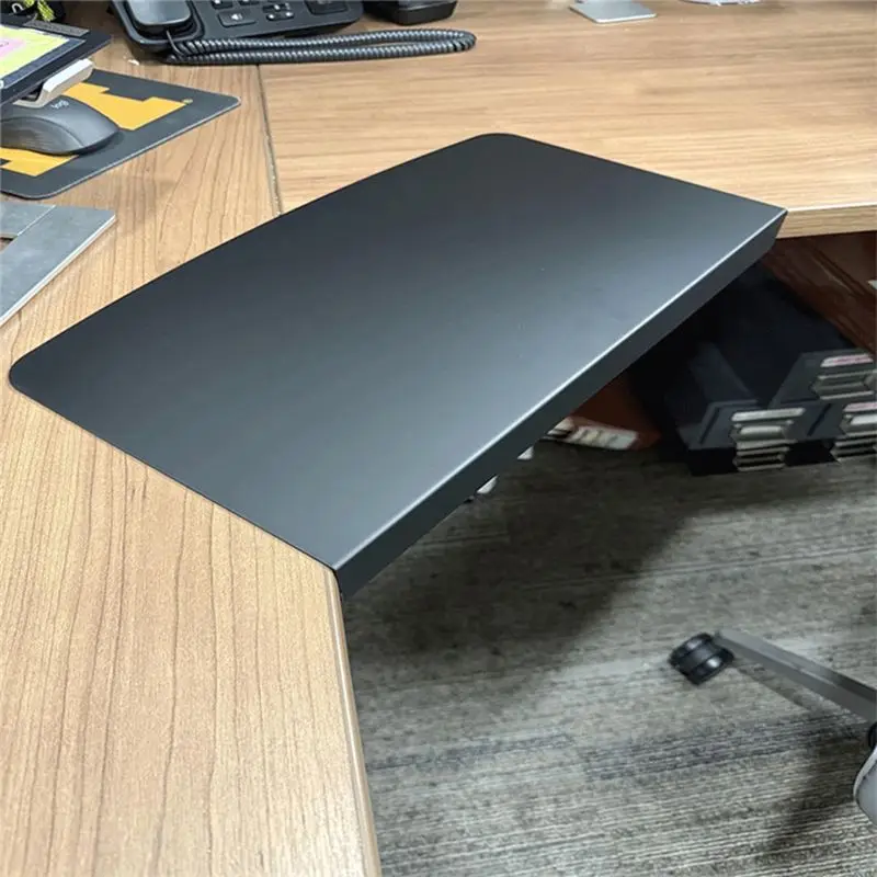 ABGR Corner Desk Mat Black Clamp-on L Desk Platform Extender Attachment Sleeve Plate for Home Office for Essentials