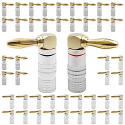 10/40/200 PCS 4mm Gold-Plated Right Angle Banana Plug 90 Degree Video Speaker Adapter Audio  Banana Connectors