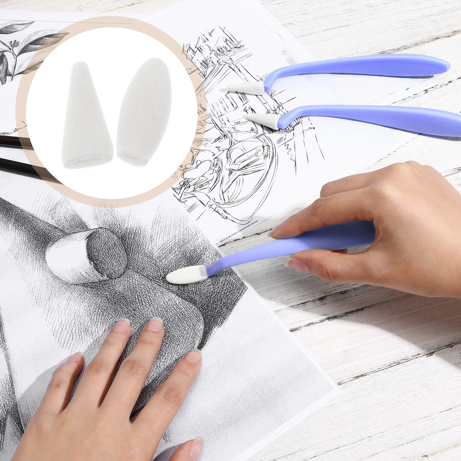 

40Pcs Professional Sketching Eraser Refills Replacement Sponge Heads Kneading Eraser Soft Tips for Drawing Blending Corrections