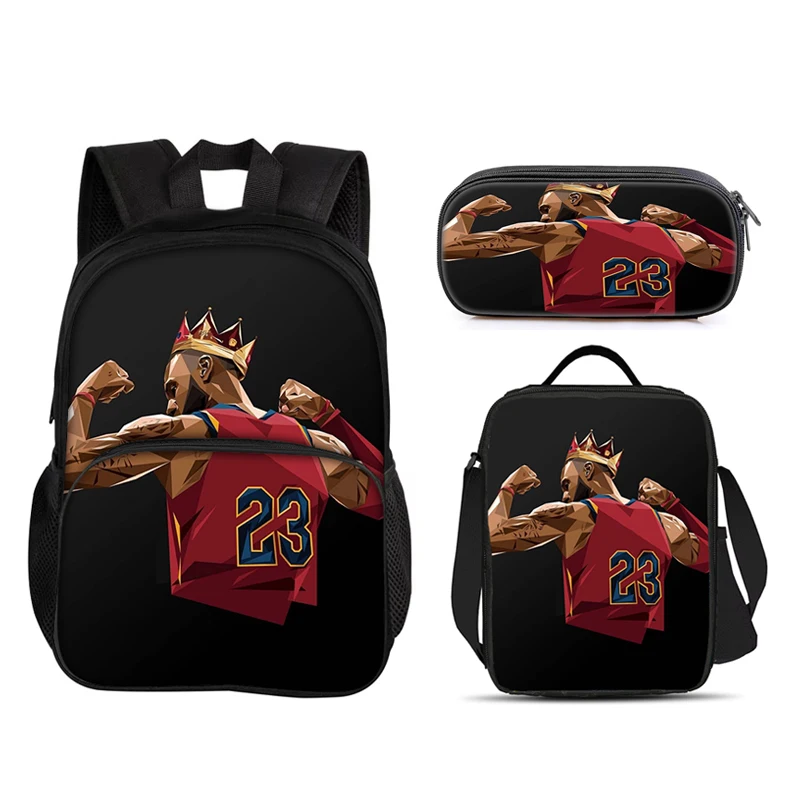 Basketball atar 3 pcs set School Backpack Jersey number lunch Bags,Pencil Bags KO-BE J-ames School Bags