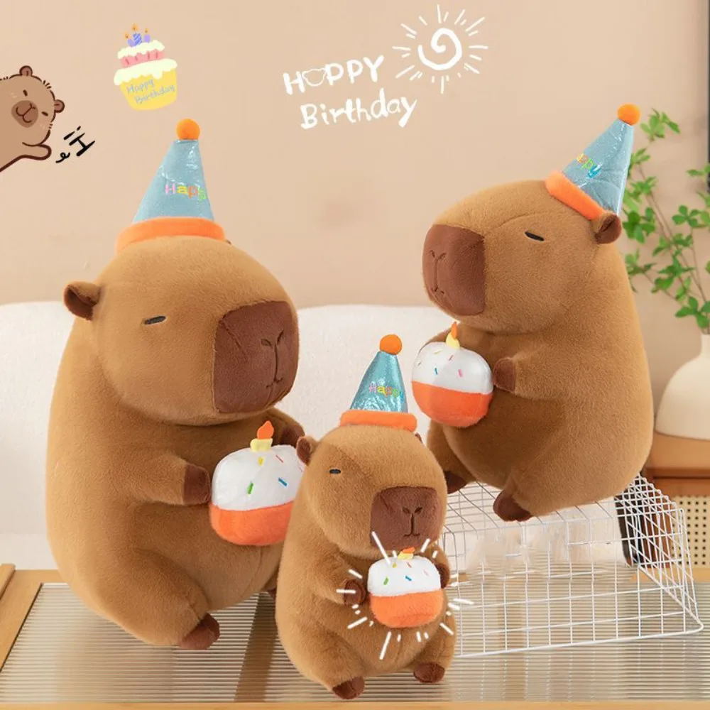 

Birthday Party Capybara Plush Doll Wearing Top Hat Cartoon Capybara Plush Toy Simulation Soft Capybara Fluffty Doll