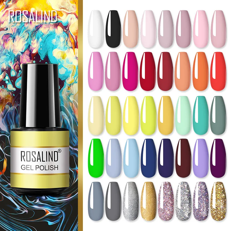 ROSALIND-esmalte de uñas de Gel UV, Base, capa superior, Soff Off, estampado, todo para manicura artística, semipermanente, envío rápido