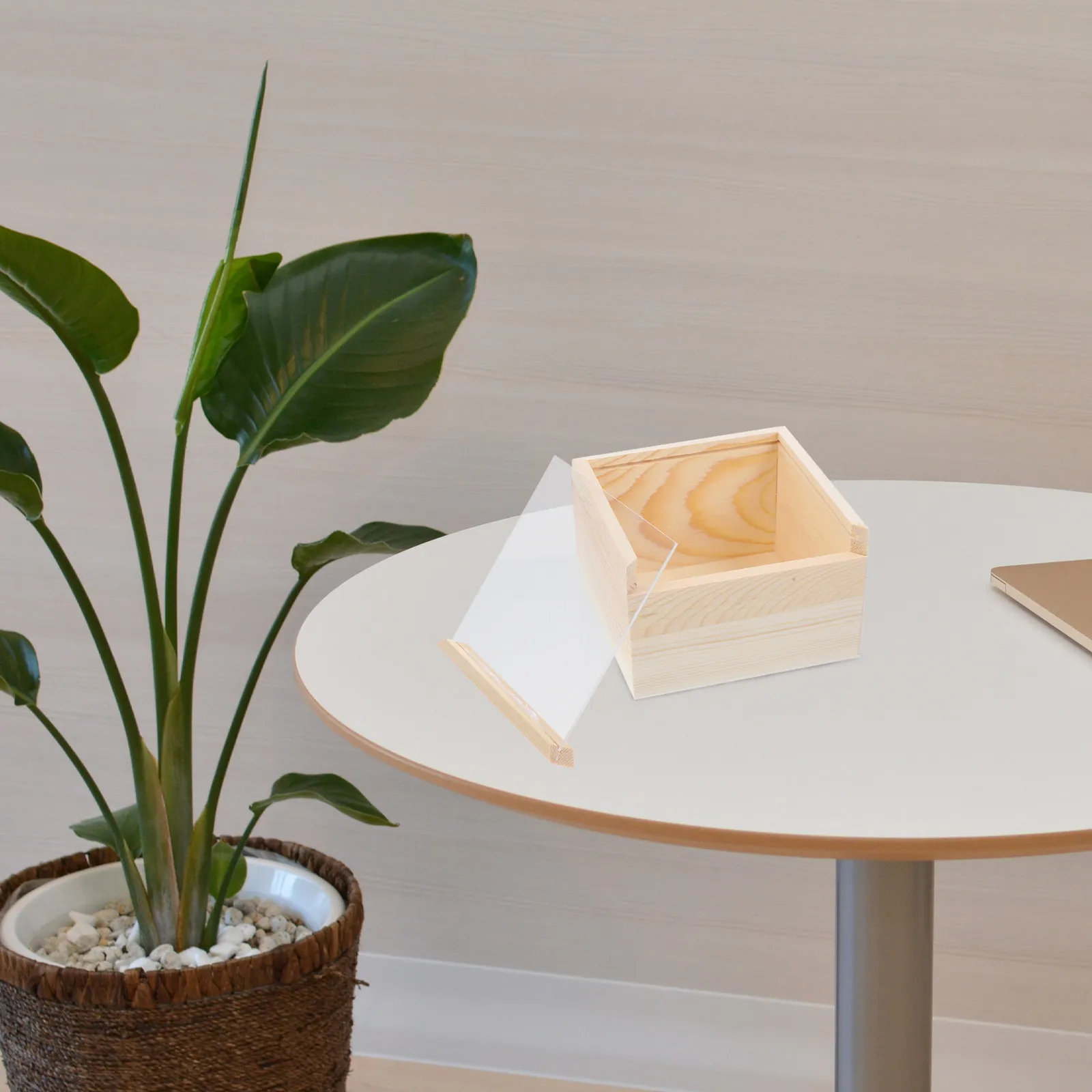 

Wooden Storage Box Clear Lid Unfinished Wood Jewelry Trinket Organizer Decorative Storage Case Gift Packing Box Compact Size