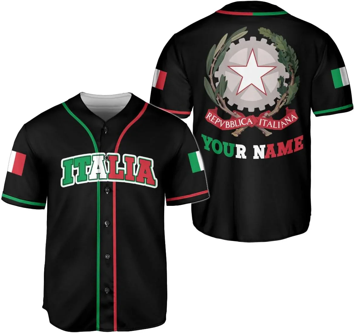 Personalized Name Italia Design Patterns 3D Printed Fashion Men's Baseball Jersey Summer Street Unisex Baseball Shirt KZ41