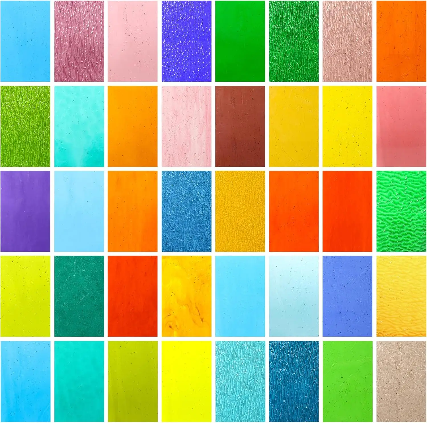 

36 Sheets Transparent Stained Glass Sheets, 4 x 6 Inch Mosaic Glass Tiles Bulk for Crafts, Assorted Colors Cathedral Art Glasses