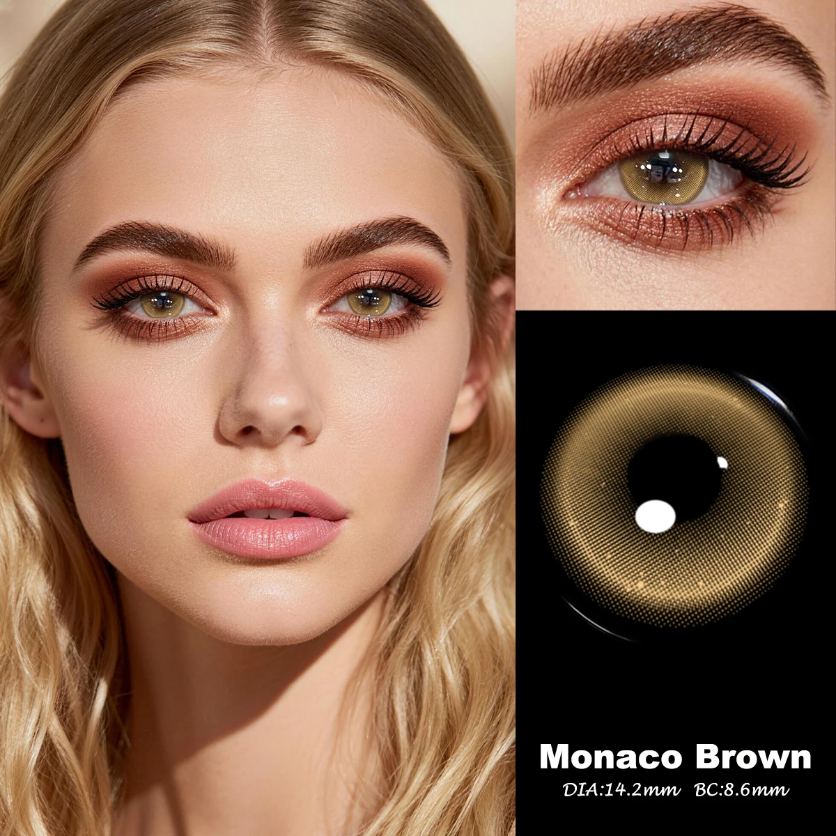 Visuashow 14,2mm Monaco Rot-Blaue Farbige Kontaktlinsen 1 Paar Halbjährige Mode-Schönheits-Farblinsen für Tägliches Party-Augen-Make-up – Detail 13