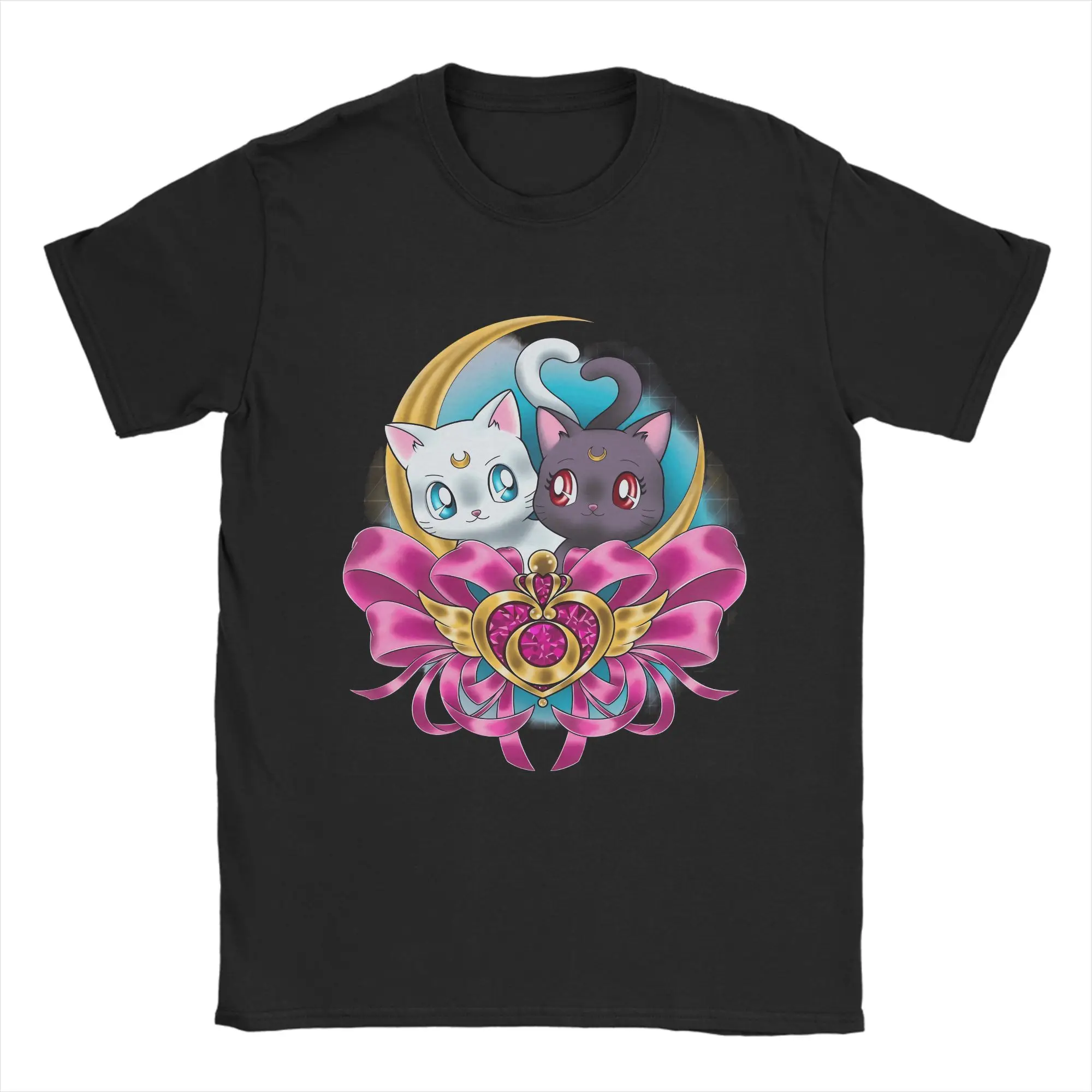 2026 Sommer Herren Sailor Moon Cats T-Shirts 100% Baumwolle Oberteile Lässige Atmungsaktive Kurzarm O-Ausschnitt T-Shirts mit Grafik