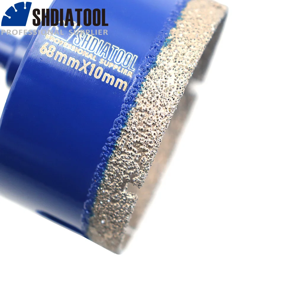SHDIATOOL 1 Buah 65Mm Pemotong Inti Berlian Bit Bor Brazing Vakum Pisau Segitiga Bor Lubang Gergaji Kering untuk Bor Ubin Marmer