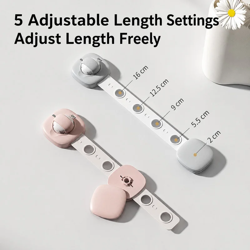 2Pcs Kids Safety Locker Home Security Protection Door Drawer Lock Adjustable Length Refrigerator Cabinet Locks Baby Safe Care