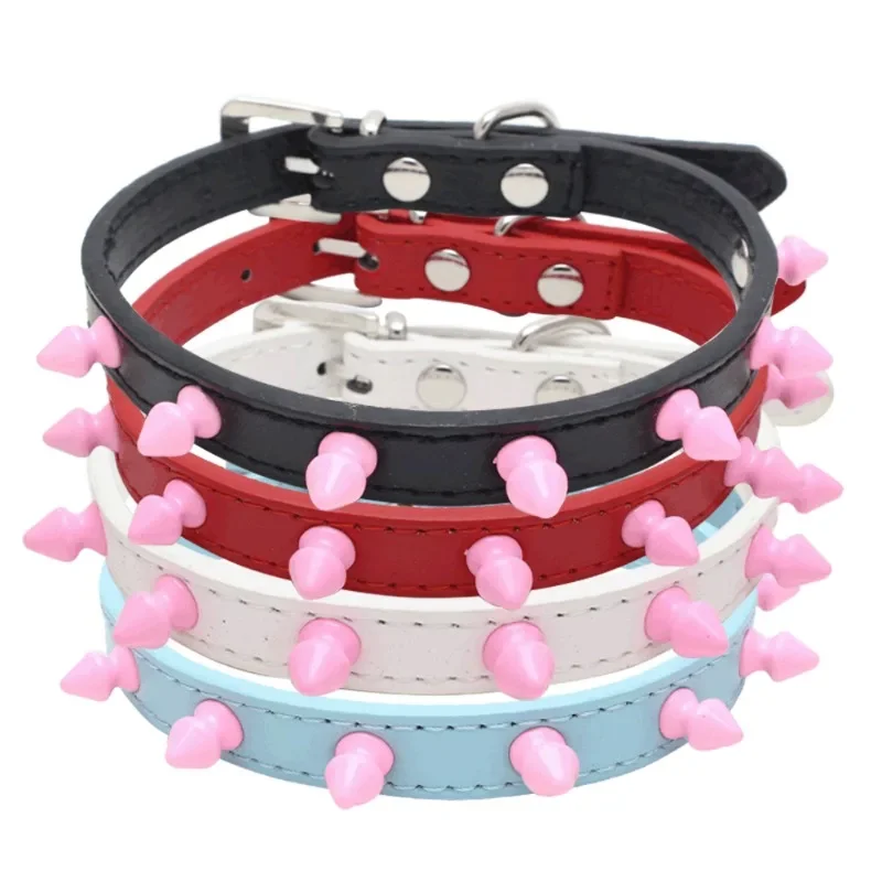 1pc Cool Cat Dog Collar Leather Spiked Studded Collars For Small Medium Colorful Pets Necklace Dogs Cats Neck Strap Pet Products