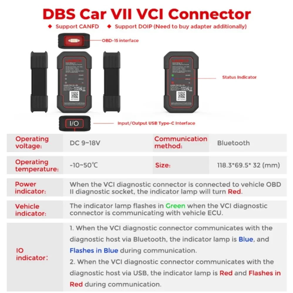 Nieuwste Lancering Dbscar7 Dbscar Vii Adapters Bluetooth Ondersteuning Canfd Doip Protocol Launch X431 Obd2 Scanner Auto Diagnostische Tools