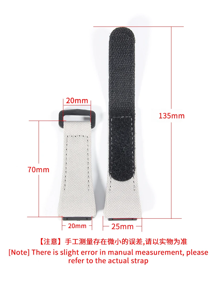 Nylon Canvas Watch Band for Richard Mille Rm 50 53 Series Geya Velcro Convenient Watch Strap Accessories 25mm Wristband