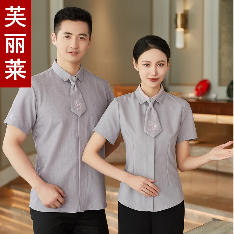 short-sleeved-women's-summer-work-shirt-for-restaurant-waiters-suitable-for-dining-coffee-shops-bakeries-cake-shops-and-mil