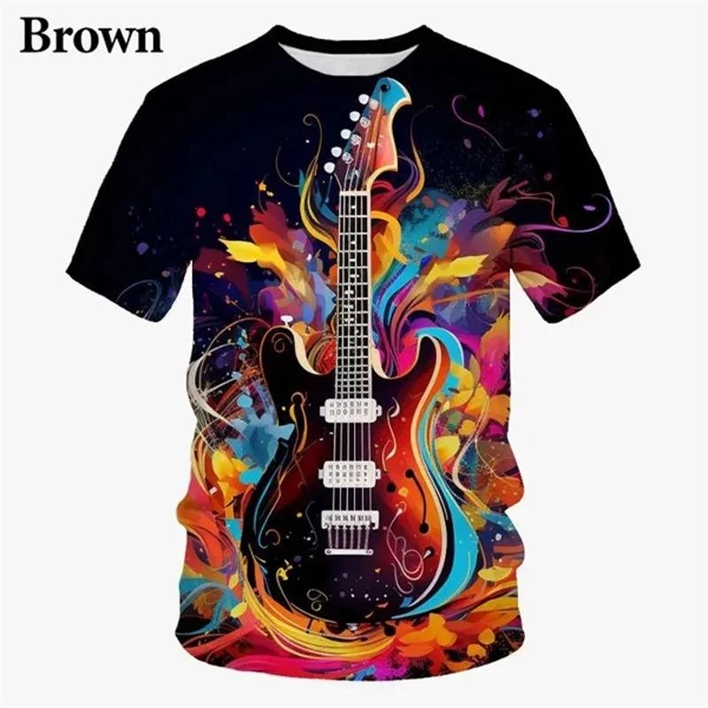 

New Guitar 3d Printed T-shirt Funny Fashion Men's Women Chilren Street Trend Short-sleeved Top Cool T Shirts Casual Fashion Tees