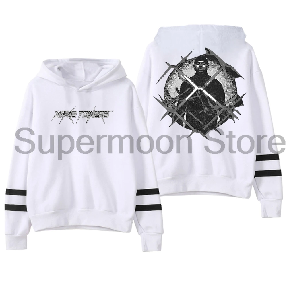 Myke Towers Barbed Wire Hoodie 2024 Tour Pocketless Parallel Bars Sleeve Streetwear Women Men Sweatshirt Hip Hop Clothes