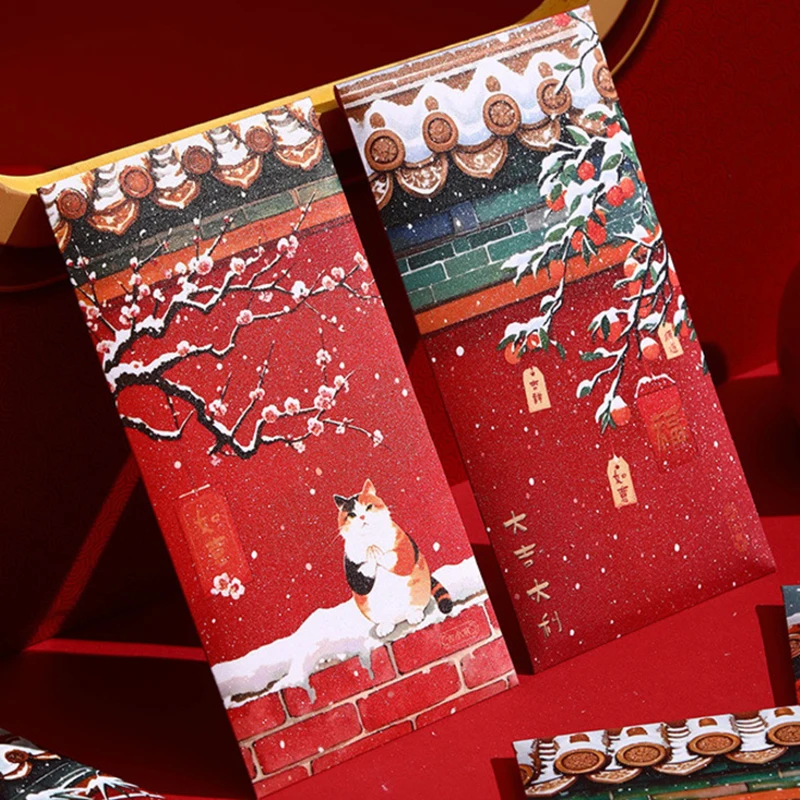 6Pcs/set Cartoon Shape Chinese New Year Redness Envelopes For Chinese Zodiacs Spring Festival Money Pockets Lunar New Year