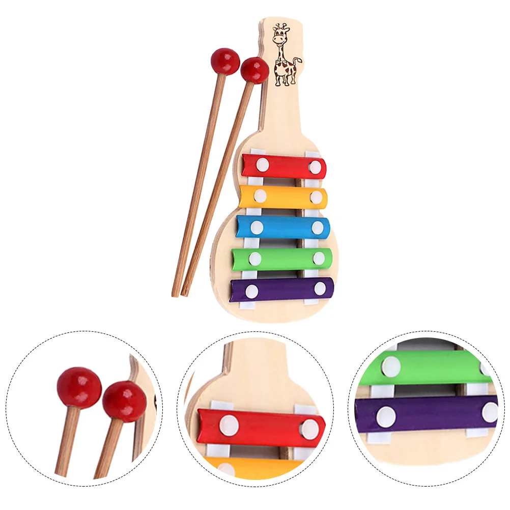 

Guitar Shape Wooden Knocking Piano Kids Musical Instrument Toddler Educational For Hand Eye Coordination Music Learning