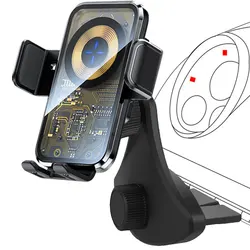 Car Wireless Charger Cd Slot Mount for iPhone Smart Wireless Charger Stand for Xiaomi Huawei Fast Charging