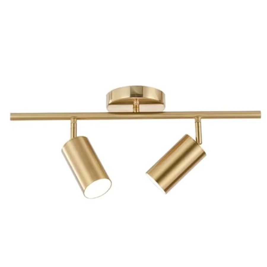 

Lighting Modern 2-Light Track Lighting Fixture Flush Mount Brushed Brass Track Lights Kit Mid Century Industrial Adjustable Cei