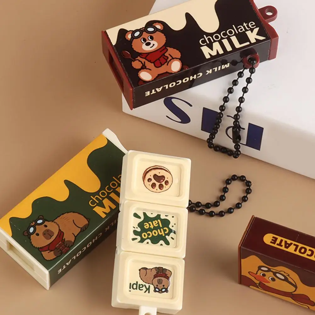 Mini jouet anti-stress en chocolat au lait simulé, flexible, à clipser, porte-clés, cadeau créatif