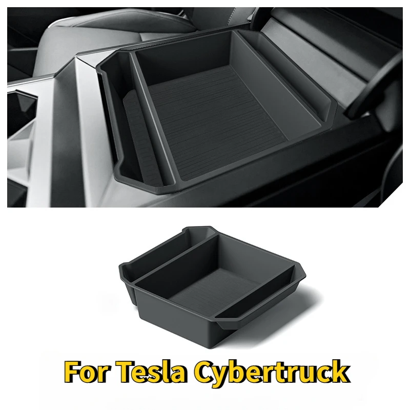 For Tesla Cybertruck 2024 Central Control Armrest Box Storage Box with Pad Organizer Box ABS Car Interior Pickup Accessories