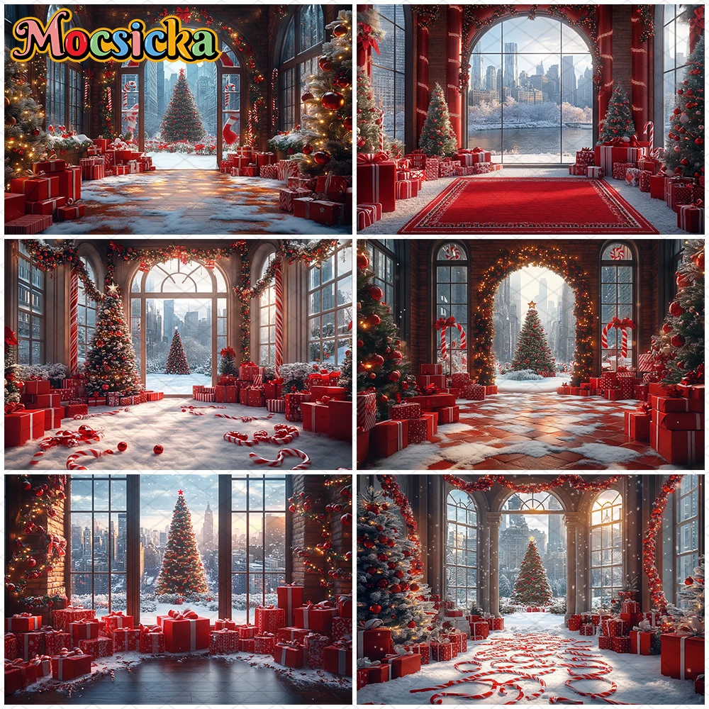 

Mocsicka Photography Background Christmas Tree Home Gifts Party Decorations Child Family Holiday Party Studio Backdrop Photocall