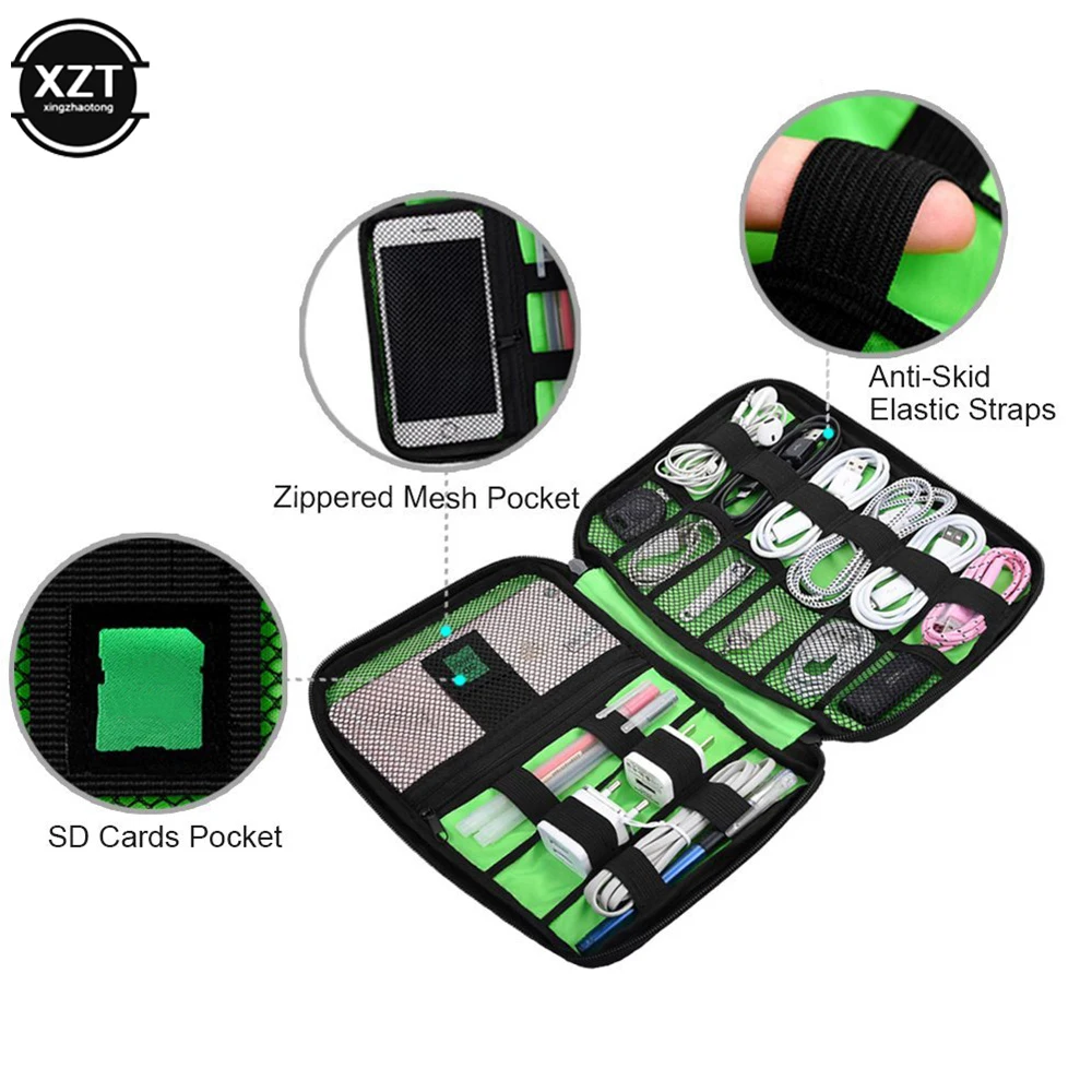 Travel Organizer Bag USB Data Cable Earphone Wire Power Bank Cable Organizer Portable Double Layers Storage Bags