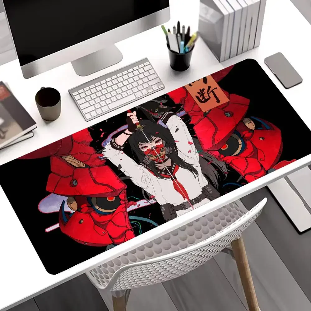 

Japanese mask girl Mouse Pad Large Gamer Keyboard Gaming Non-slip Seamed Edge Laptop Tablet Mat Desk Accessory Aesthetic Mini PC
